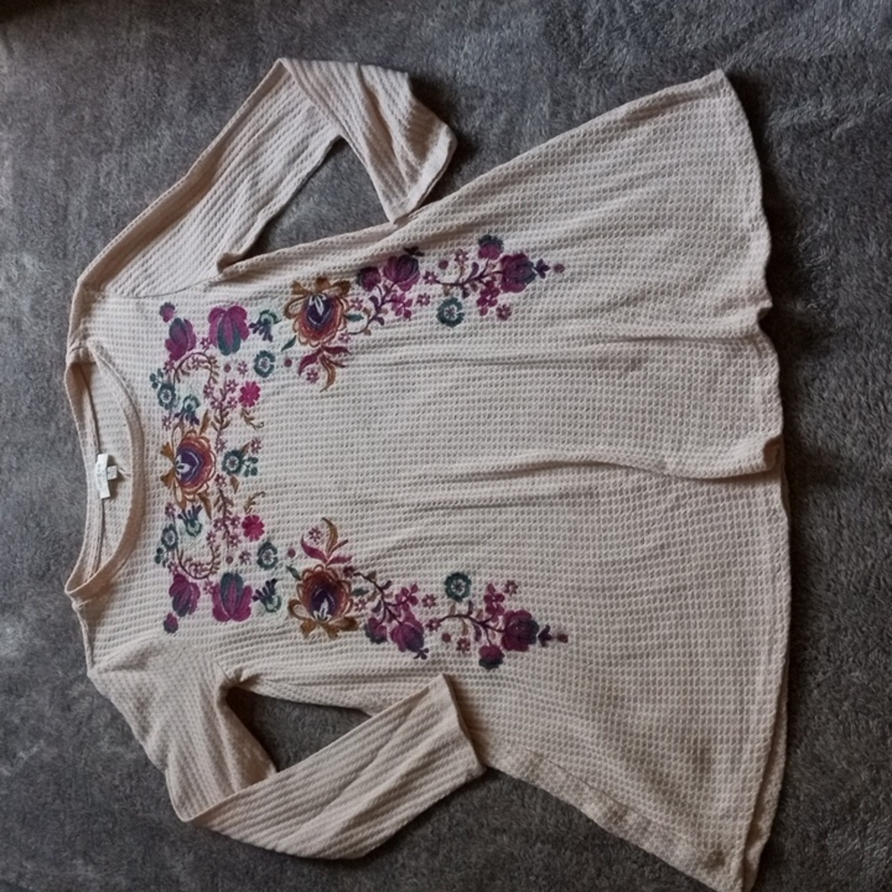 Umgee embroidered waffle weave tunic top